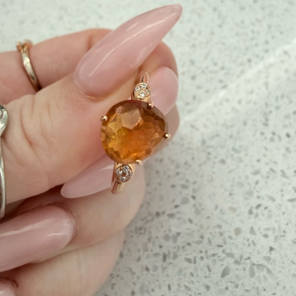 18K Gold Citrine and Diamond Ring - Picture 2 of 5